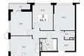 3 room apartment 66 m² Vnukovo, Russia