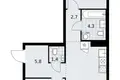 Квартира 2 комнаты 58 м² район Троицк, Россия