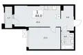 1 room apartment 49 m² Troitsk, Russia