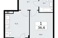 Wohnung 1 zimmer 37 m² Wnukowo, Russland