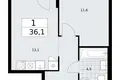 Квартира 1 комната 36 м² район Троицк, Россия