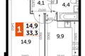 Mieszkanie 1 pokój 33 m² Razvilka, Rosja