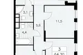 3 room apartment 64 m² South-Western Administrative Okrug, Russia