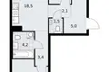 2 room apartment 59 m² Kommunarka, Russia
