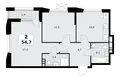 2 room apartment 55 m² poselenie Sosenskoe, Russia