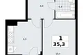 Apartamento 1 habitación 35 m² Troitsk, Rusia