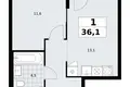 Квартира 1 комната 36 м² район Троицк, Россия
