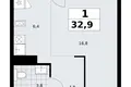 Wohnung 1 zimmer 33 m² Troizk, Russland
