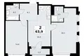 2 room apartment 64 m² Kommunarka, Russia