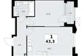 Mieszkanie 1 pokój 43 m² Troick, Rosja