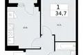 Apartamento 1 habitación 35 m² Troitsk, Rusia
