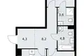 Wohnung 2 zimmer 59 m² Kommunarka, Russland