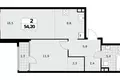 2 room apartment 54 m² Northern Administrative Okrug, Russia