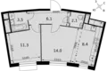 Квартира 2 комнаты 46 м² Развилка, Россия