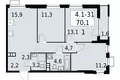 Квартира 3 комнаты 70 м² Юго-Западный административный округ, Россия