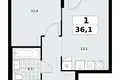 Квартира 1 комната 36 м² район Троицк, Россия