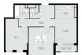 Wohnung 3 Zimmer 61 m² Südwestlicher Verwaltungsbezirk, Russland