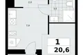 1 room apartment 21 m² poselenie Sosenskoe, Russia