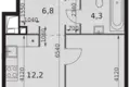 1 room apartment 36 m² Moscow, Russia