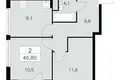 Квартира 2 комнаты 47 м² Юго-Западный административный округ, Россия