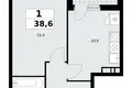 Квартира 1 комната 39 м² Москва, Россия