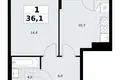 Квартира 1 комната 36 м² район Троицк, Россия