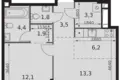 2 room apartment 47 m² Moscow, Russia