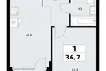 Квартира 1 комната 37 м² район Коммунарка, Россия