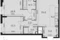 3 room apartment 66 m² Moscow, Russia