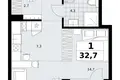 1 room apartment 33 m² Kommunarka, Russia