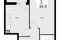 Appartement 1 chambre 39 m² poselenie Desenovskoe, Fédération de Russie