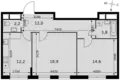 Квартира 2 комнаты 64 м² Развилка, Россия