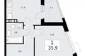 Mieszkanie 1 pokój 36 m² Wnukowo, Rosja