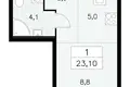 1 room apartment 23 m² Moscow, Russia