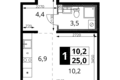 Студия 1 комната 25 м² Ленинский район, Россия