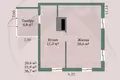 1 room apartment 37 m² Barysaw, Belarus