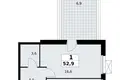 Apartamento 1 habitación 53 m² Kommunarka, Rusia