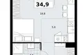 1 room apartment 35 m² Kommunarka, Russia