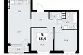 3 room apartment 56 m² South-Western Administrative Okrug, Russia