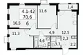 3 room apartment 71 m² South-Western Administrative Okrug, Russia