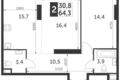 Квартира 2 комнаты 64 м² район Коньково, Россия