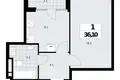 Wohnung 1 zimmer 36 m² Nördlicher Verwaltungsbezirk, Russland