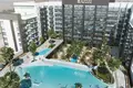 Wohnkomplex New residence Beach Oasis 2 with a swimming pool and a manmade beach, Dubai Studio City, Dubai, UAE