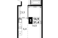 Kawalerka 1 pokój 31 m² Potapovo, Rosja