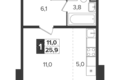 Studio 1 chambre 26 m² Leninsky District, Russie