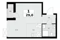 Квартира 1 комната 29 м² поселение Сосенское, Россия