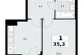 Apartamento 1 habitación 35 m² Troitsk, Rusia