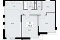 3 room apartment 75 m² Vnukovo, Russia