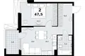 2 room apartment 48 m² Kommunarka, Russia