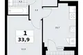 Apartamento 1 habitación 34 m² Kommunarka, Rusia